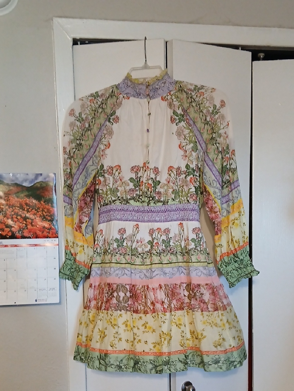Alice + Olivia Floral Tiered Long-Sleeve Mini Dress - Pastel Multicolor